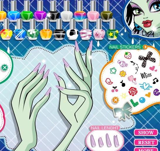 the game frankie stein's manicure monster high dolls dress up free for girls